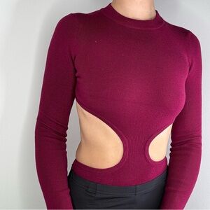 Michael Costello x REVOLVE Women's Cutout Burgundy Bodysuit size XS
